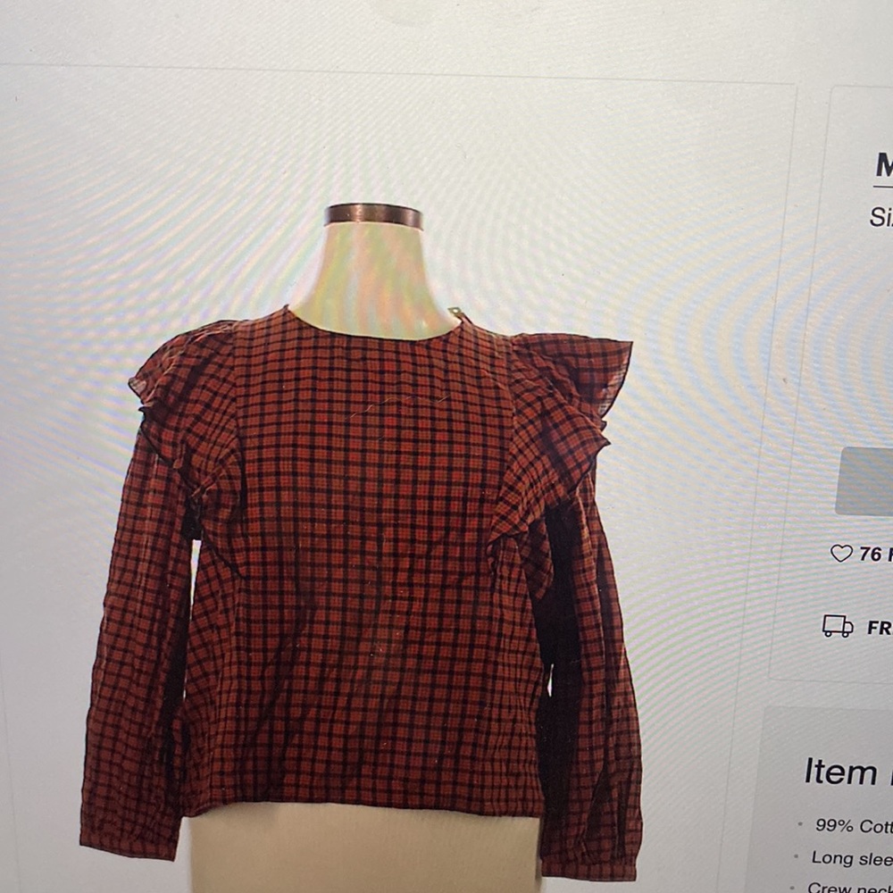 Madewell Long Sleeve Blouse with Ruffle Detailing